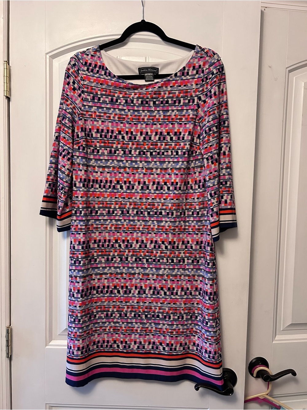 Jessica Howard Pink Multi-Stripe Midi Shift Dress